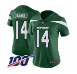 Women's New York Jets #14 Sam Darnold Green Team Color Vapor Untouchable Limited Player 100th Season Football Jersey