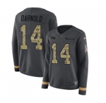 Women's New York Jets #14 Sam Darnold Limited Black Salute to Service Therma Long Sleeve Football Jersey