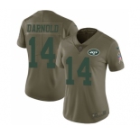 Women's New York Jets #14 Sam Darnold Limited Olive 2017 Salute to Service Football Jersey