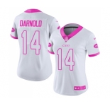 Women's New York Jets #14 Sam Darnold Limited White Pink Rush Fashion Football Jersey