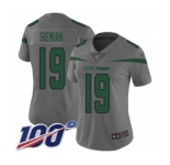 Women's New York Jets #19 Trevor Siemian Limited Gray Inverted Legend 100th Season Football Jersey