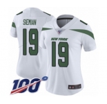 Women's New York Jets #19 Trevor Siemian White Vapor Untouchable Limited Player 100th Season Football Jersey