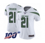 Women's New York Jets #21 LaDainian Tomlinson White Vapor Untouchable Limited Player 100th Season Football Jersey