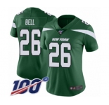 Women's New York Jets #26 Le'Veon Bell Green Team Color Vapor Untouchable Limited Player 100th Season Football Jersey