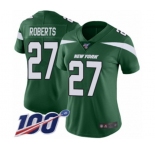 Women's New York Jets #27 Darryl Roberts Green Team Color Vapor Untouchable Limited Player 100th Season Football Jersey