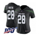 Women's New York Jets #28 Curtis Martin Black Alternate Vapor Untouchable Limited Player 100th Season Football Jersey