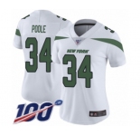 Women's New York Jets #34 Brian Poole White Vapor Untouchable Limited Player 100th Season Football Jersey