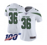 Women's New York Jets #36 Doug Middleton White Vapor Untouchable Limited Player 100th Season Football Jersey