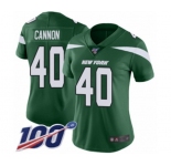 Women's New York Jets #40 Trenton Cannon Green Team Color Vapor Untouchable Limited Player 100th Season Football Jersey