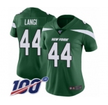 Women's New York Jets #44 Harvey Langi Green Team Color Vapor Untouchable Limited Player 100th Season Football Jersey