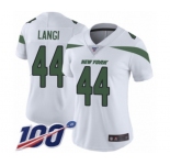Women's New York Jets #44 Harvey Langi White Vapor Untouchable Limited Player 100th Season Football Jersey