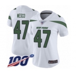 Women's New York Jets #47 Trevon Wesco White Vapor Untouchable Limited Player 100th Season Football Jersey