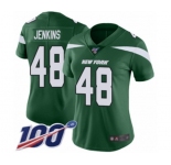 Women's New York Jets #48 Jordan Jenkins Green Team Color Vapor Untouchable Limited Player 100th Season Football Jersey