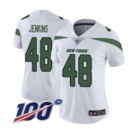 Women's New York Jets #48 Jordan Jenkins White Vapor Untouchable Limited Player 100th Season Football Jersey