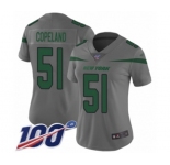 Women's New York Jets #51 Brandon Copeland Limited Gray Inverted Legend 100th Season Football Jersey