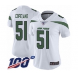 Women's New York Jets #51 Brandon Copeland White Vapor Untouchable Limited Player 100th Season Football Jersey