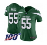 Women's New York Jets #55 Ryan Kalil Green Team Color Vapor Untouchable Limited Player 100th Season Football Jersey