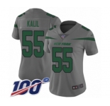 Women's New York Jets #55 Ryan Kalil Limited Gray Inverted Legend 100th Season Football Jersey