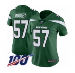 Women's New York Jets #57 C.J. Mosley Green Team Color Vapor Untouchable Limited Player 100th Season Football Jersey