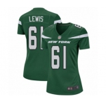 Women's New York Jets #61 Alex Lewis Game Green Team Color Football Jersey