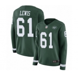 Women's New York Jets #61 Alex Lewis Limited Green Therma Long Sleeve Football Jersey