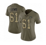 Women's New York Jets #61 Alex Lewis Limited Olive Camo 2017 Salute to Service Football Jersey