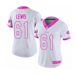 Women's New York Jets #61 Alex Lewis Limited White Pink Rush Fashion Football Jersey