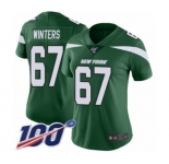 Women's New York Jets #67 Brian Winters Green Team Color Vapor Untouchable Limited Player 100th Season Football Jersey