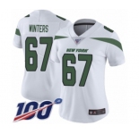 Women's New York Jets #67 Brian Winters White Vapor Untouchable Limited Player 100th Season Football Jersey