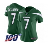 Women's New York Jets #7 Chandler Catanzaro Green Team Color Vapor Untouchable Limited Player 100th Season Football Jersey