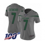 Women's New York Jets #7 Chandler Catanzaro Limited Gray Inverted Legend 100th Season Football Jersey