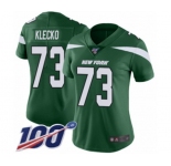 Women's New York Jets #73 Joe Klecko Green Team Color Vapor Untouchable Limited Player 100th Season Football Jersey