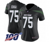 Women's New York Jets #75 Chuma Edoga Black Alternate Vapor Untouchable Limited Player 100th Season Football Jersey