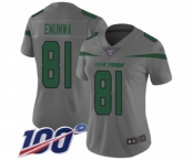 Women's New York Jets #81 Quincy Enunwa Limited Gray Inverted Legend 100th Season Football Jersey