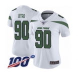 Women's New York Jets #90 Dennis Byrd White Vapor Untouchable Limited Player 100th Season Football Jersey