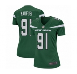 Women's New York Jets #91 Bronson Kaufusi Game Green Team Color Football Jersey