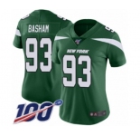 Women's New York Jets #93 Tarell Basham Green Team Color Vapor Untouchable Limited Player 100th Season Football Jersey