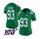 Women's New York Jets #93 Tarell Basham Limited Green Rush Vapor Untouchable 100th Season Football Jersey