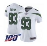 Women's New York Jets #93 Tarell Basham White Vapor Untouchable Limited Player 100th Season Football Jersey