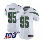 Women's New York Jets #95 Quinnen Williams White Vapor Untouchable Limited Player 100th Season Football Jersey