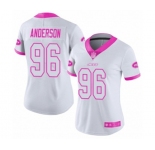 Women's New York Jets #96 Henry Anderson Limited White Pink Rush Fashion Football Jersey