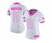 Women's Nike New York Jets #11 Robby Anderson Limited White Pink Rush Fashion NFL Jersey
