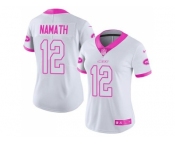 Women's Nike New York Jets #12 Joe Namath White Pink Stitched NFL Limited Rush Fashion Jersey