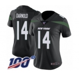 Women's Nike New York Jets #14 Sam Darnold Black Alternate Vapor Untouchable Limited Player 100th Season NFL Jersey
