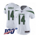 Women's Nike New York Jets #14 Sam Darnold White Vapor Untouchable Limited Player 100th Season NFL Jersey