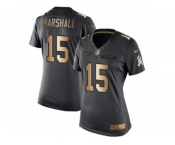 Women's Nike New York Jets #15 Brandon Marshall Limited Black Gold Salute to Service NFL Jersey