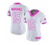 Women's Nike New York Jets #15 Brandon Marshall Limited White Pink Rush Fashion NFL Jersey