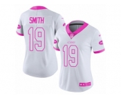 Women's Nike New York Jets #19 Devin Smith Limited White Pink Rush Fashion NFL Jersey