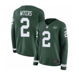 Women's Nike New York Jets #2 Jason Myers Limited Green Therma Long Sleeve NFL Jersey