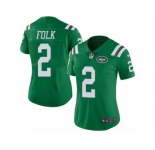 Women's Nike New York Jets #2 Nick Folk Limited Green Rush NFL Jersey